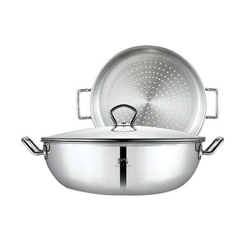 [PN Cookware] Sharten Classic Wok 28cm/32cm+Steamer_ 샤르텐 클래식 웍+찜기 28cm/32cm